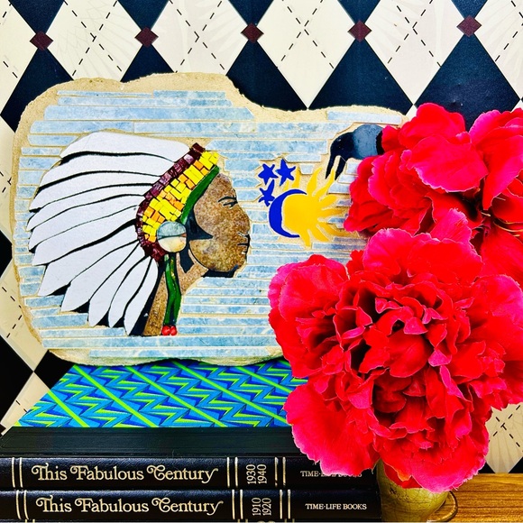 Original Mary Taddie 16” Native American Mosaic Tile Panel Southwest Style - Picture 10 of 11